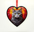 British Shorthair Cat Stained Glass Effect Heart Suncatcher
